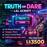 Truth or Dare Interactive Game LSL Script – Club & Party Edition | No-Repeat System | Category Filters | Full Perm