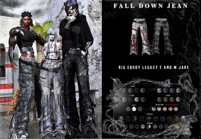 = DAE = fall down jean 2 PACK