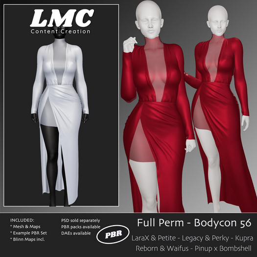 Demo - LMC Mesh - Bodycon 56 - High Slit Lace Gown 