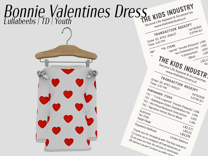 TKI - White Hearts Bonnie Dress