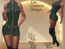 "GCD" Genie Zipper Dress Green