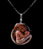 Porcelain Mermaid & Child Necklace darker skintone