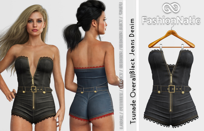 Overall Tsunade Black Denim - Jeans - Reborn, Waifu, Juicy, Legacy, LaraX, PetiteX FashionNatic