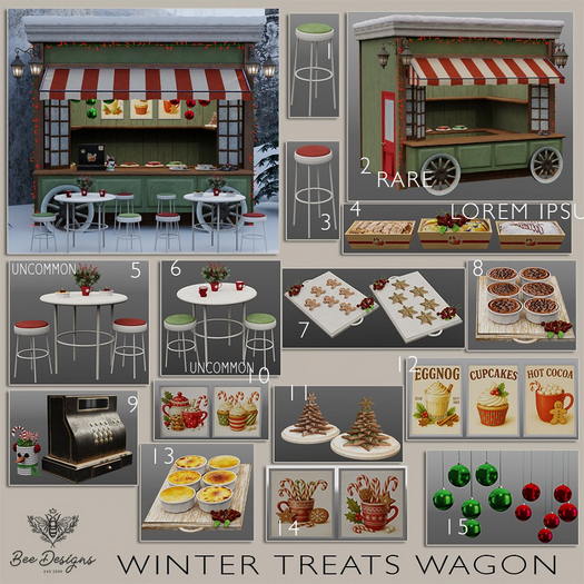 02 Bee Designs Winter Treats Wagon  RARE