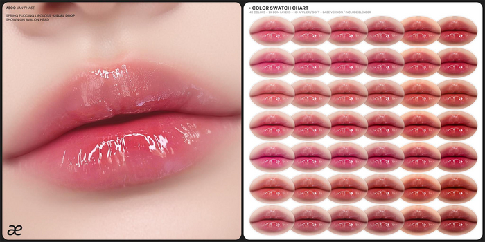 "aeoo" spring pudding lipgloss - fatpack
