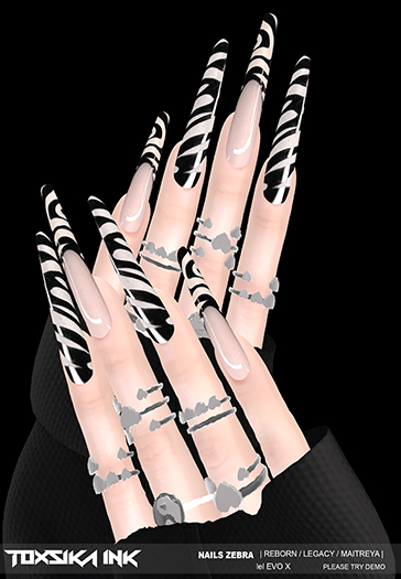 TOXSIKA INK - Nails Zebra - +REBORN +LEGACY +MAITREYA