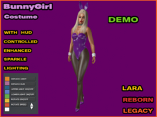 Bunny Girl Costume With Sparkle Enhance Lighting,DEMO, Purple, Reborn, Legacy, Lara