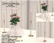 Mayas | Pink Roses vase | Candlestick Flame | Gold Stones PBR