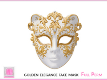 Golden Elegance Venetian Face Mask – Baroque Avatar Accessory | Full Perm