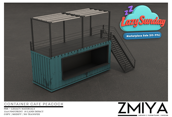 ZMIYA Container Cafe Peacock LAZY SUNDAY MP SALE WEEKEND