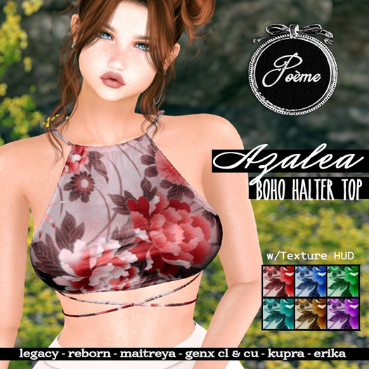 {Poeme} Azalea Boho Halter Top w/HUD