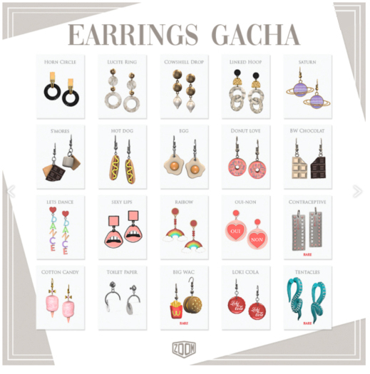 [Z O O M] Earrings Gacha - Contraceptive - RARE