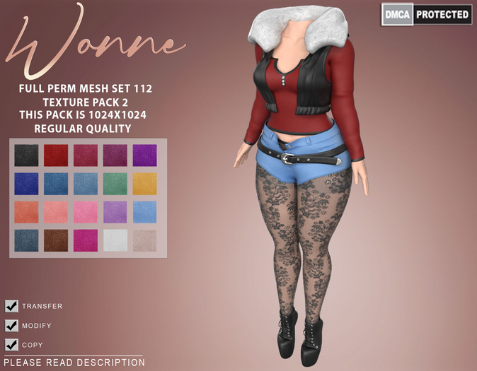 WONNE (112) Full Perm Mesh (1024 Texture Pack 2)