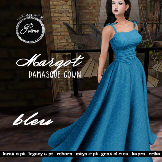 {Poeme} Margot Damasque Bleu Gown