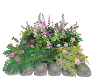 Pink Flowers in a Stone Square Border(7LI, 2x2)