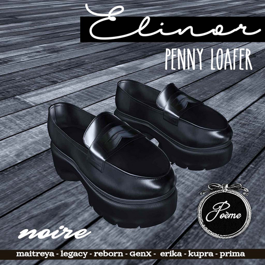 {Poeme} Elinor Noire Penny Loafers