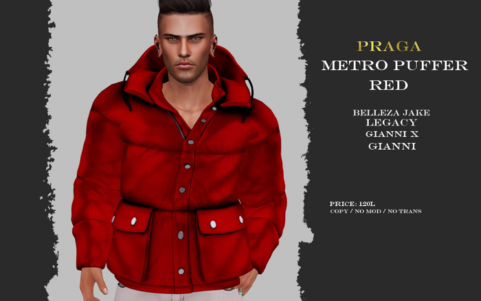 Praga Metro Puffer - Red