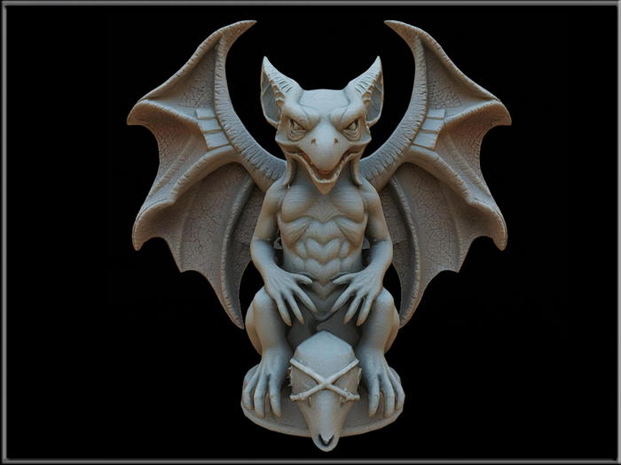 [Feliz] Stone Bat Gargoyle statue - Mesh - Full Perm