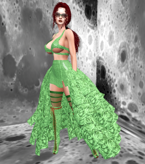 OSTARA Roses Skirt Set [February Green] Legacy Pinup x Bombshell