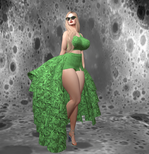 OSTARA Roses Skirt Set [February Green] Kupra
