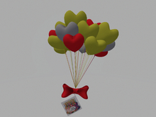 Balloons hearts with card, text changer/color 