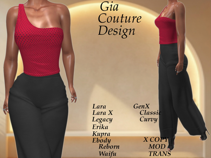 "GCD" Margi One Shoulder Top Red