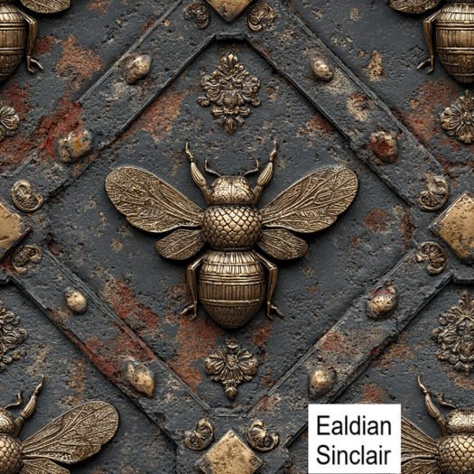 Distressed Metal With Gilded Bees Seamless Texture