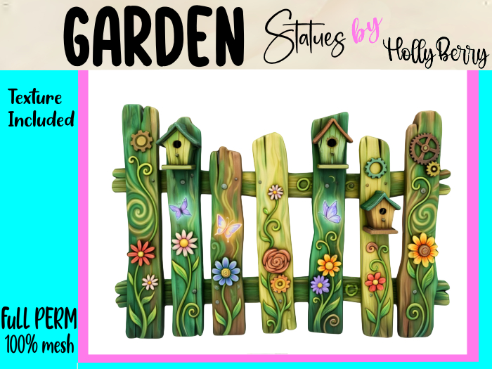 HB: Spring Birdhouse Fence Panel FuLL PERM
