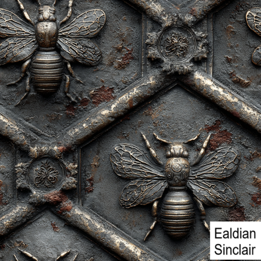Oxidized Metal With Bees Seamless Texture
