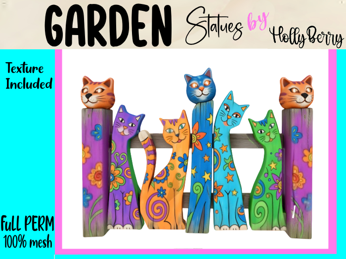 HB: Whimsy Cat Fence Panel FuLL PERM