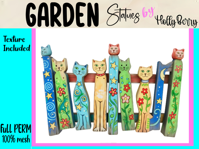 HB: Whimsy Cat Fence Panel B FuLL PERM