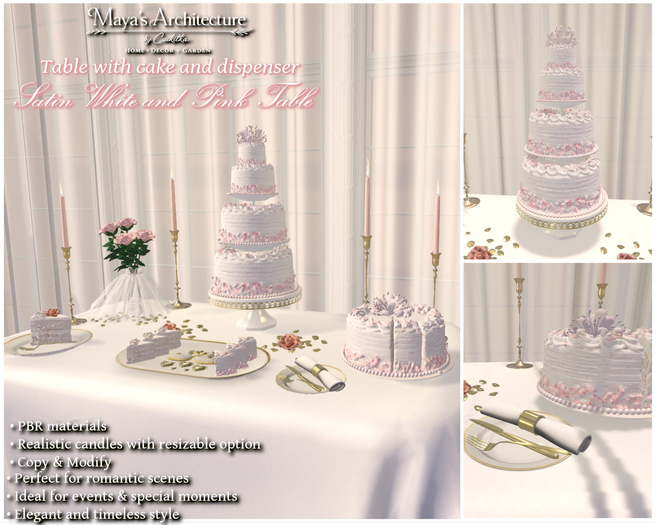 Mayas | Raspberry cake | Dispenser Cake | Satin Table | Roses in Vaseedding Table | Birthday table | Candlestick PBR | 