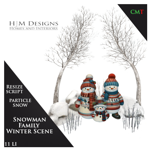 Snowman Family Winter Scene
