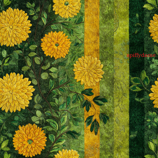 Seamless Floral Botanical Green Yellow Rug Texture