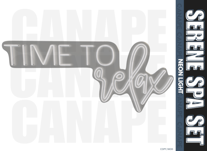 [Canape] Serene Spa Set - Time To Relax Neon Sign
