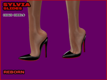 SYLVIA SLIDES HIGH HEELS, BLACK, REBORN