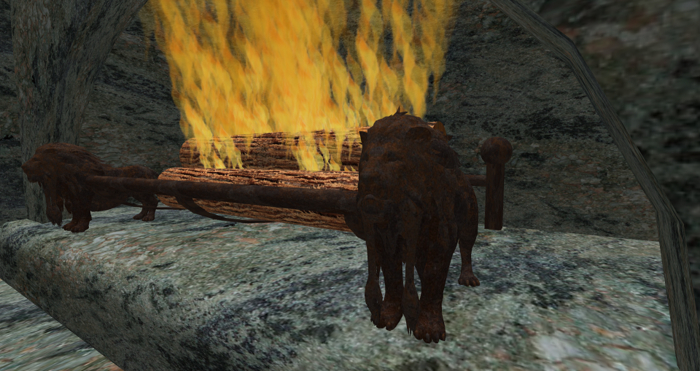 Lion Andiron Rusted Iron BOXED