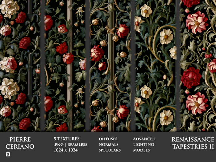 Renaissance tapestries II - 5 FULL PERM Textures
