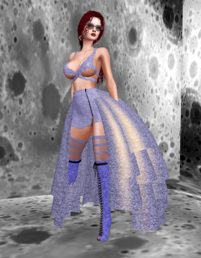 OSTARA Roses Skirt Set [Periwinkle] Legacy Pinup x Bombshell