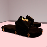 [T.C.W] CHROME BADDIE SLIDES-BLK/GOLD-