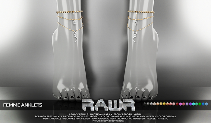 RAWR!  Femme Anklets (add me)