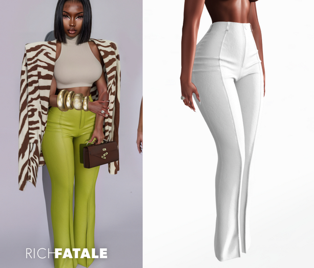 $RICH FATALE - LEATHER SLACKS - SNOW