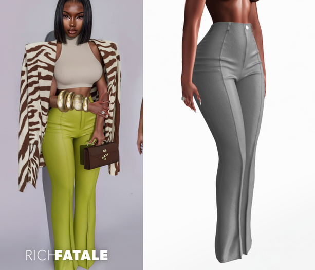 $RICH FATALE - LEATHER SLACKS - STONE