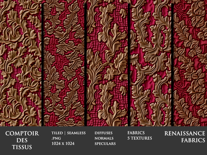 Renaissance Fabrics - 5 FULL PERM Textures