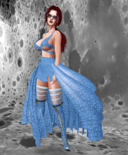 OSTARA Roses Skirt Set [Lite Blue] Legacy Pinup x Bombshell