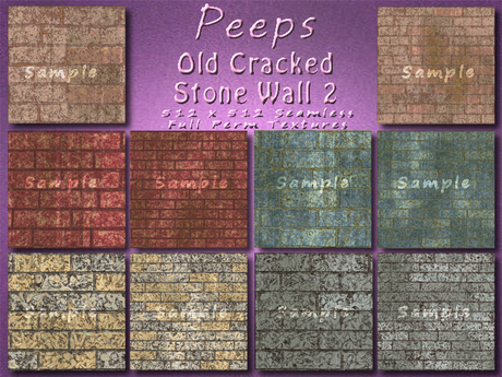 Second Life Marketplace - Peeps Textures Old Cracked Stone Wall 2