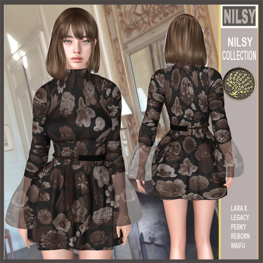 WINTER FLORAL DRESS WITH BELT