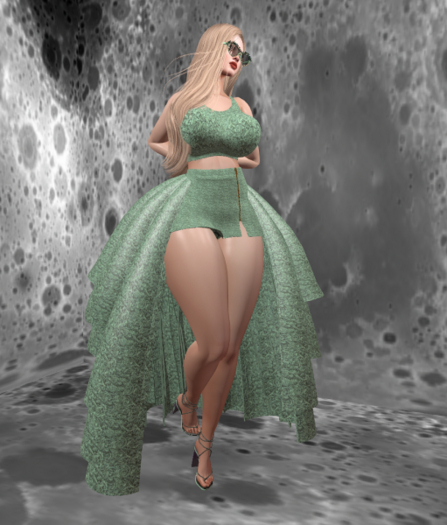 OSTARA Roses Skirt Set [Pastel Green] Kupra