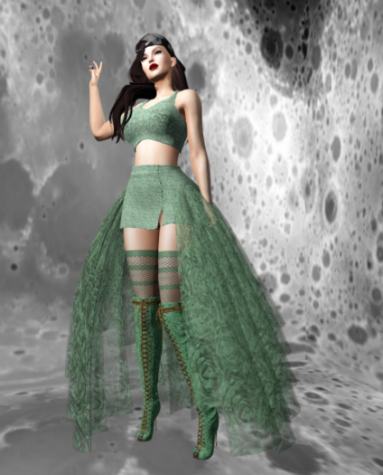 OSTARA Roses Skirt Set [Pastel Green] (Assorted)