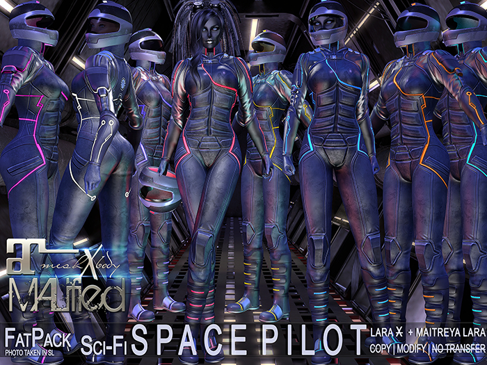 LaraX Lara FATPACK MALified - 8x Sci-Fi Space Pilot Outfits - COPY/MOD